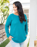 Tracey Teal Waffle Knit