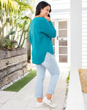 Tracey Teal Waffle Knit