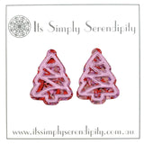 Christmas Tree Large Pink Studs