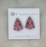 Christmas Tree Large Pink Studs