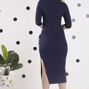Navy Zara Funnel Neck Dress Ebony Blue Boutique