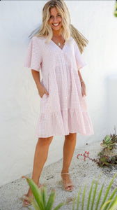 Romina Pink Gingham Dress